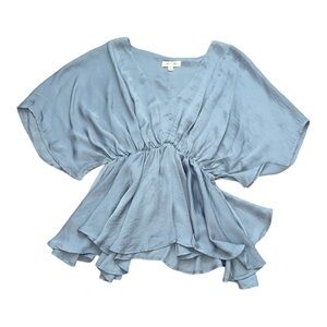 She + Sky Blue Dolman Sleeve V Neck Whimsy Fairycore Blouse Women’s Size Small